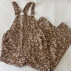 Storia brown floral overalls size small EUC!
